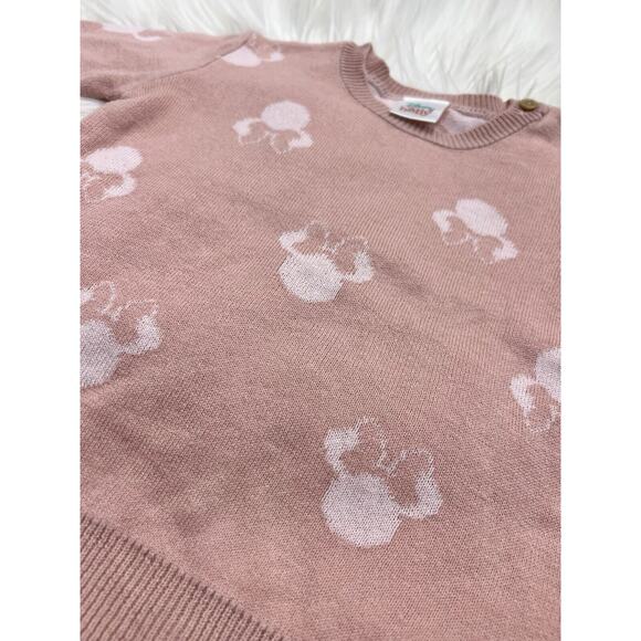 Disney Baby Girls Minnie Mouse Pattern Cotton Blend Lightweight Sweater Pink 12M - Picture 2 of 3